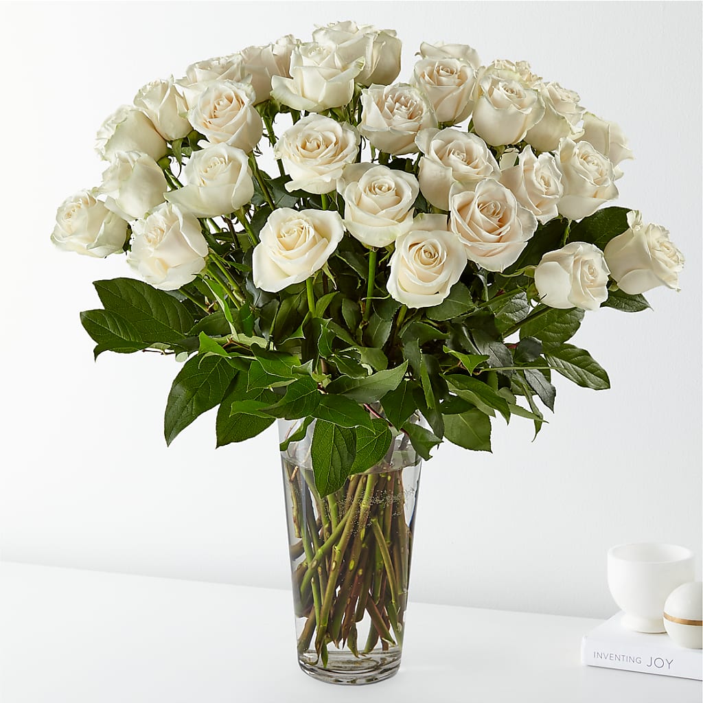 Long Stem White Rose Bouquet – The Flower Garden #2, Tupelo MS