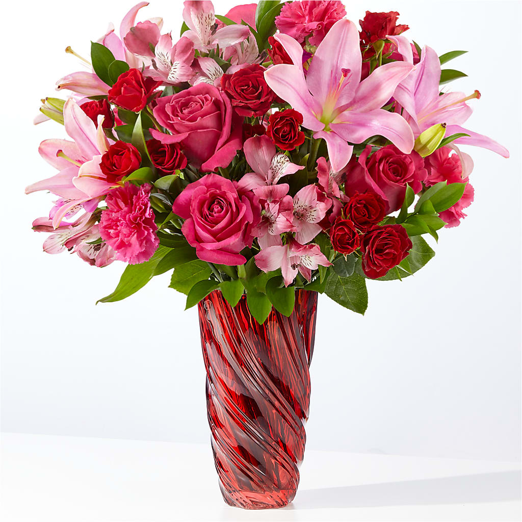 In Love Bouquet with Luxe Swirl Vase – The Flower Garden #2, Tupelo MS