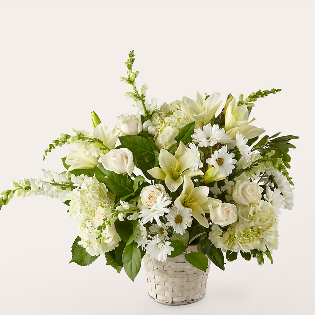 Ivory Elegance Floral Basket – The Flower Garden #2, Tupelo MS