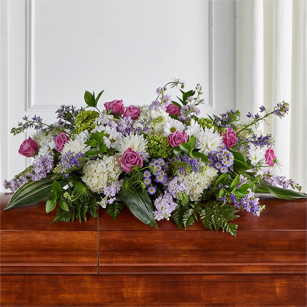 Meadows of Serenity Casket Spray – The Flower Garden #2, Tupelo MS