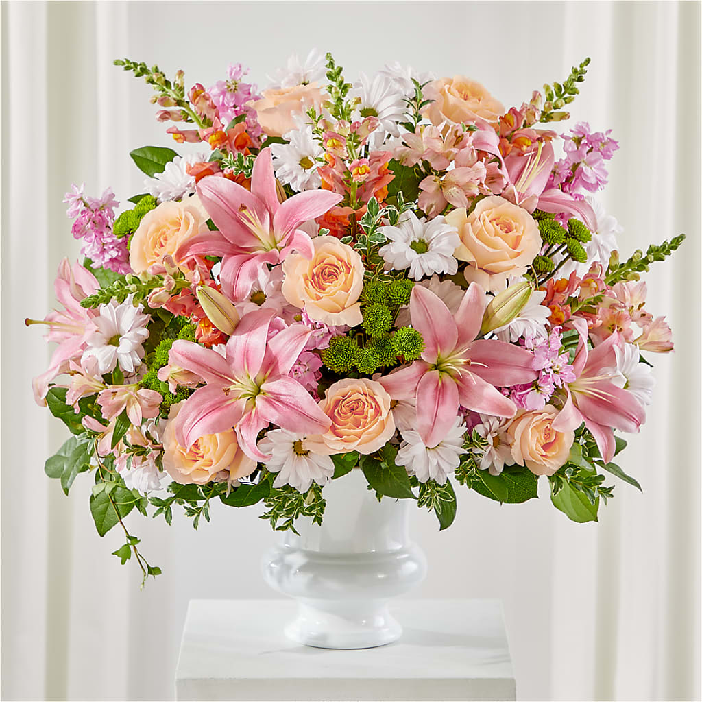 Heartfelt Gesture Urn Arrangement – The Flower Garden #2, Tupelo MS