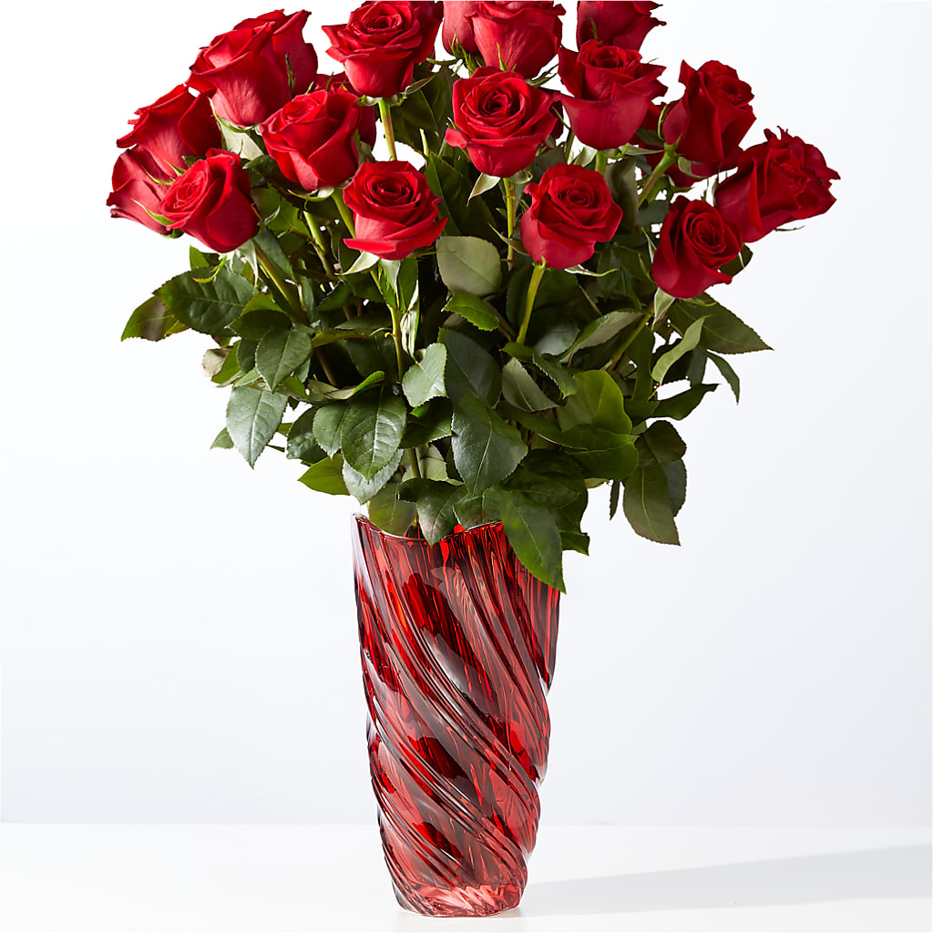 Classic Love Red Rose Bouquet with Luxe Swirl Vase – The Flower Garden #2, Tupelo MS