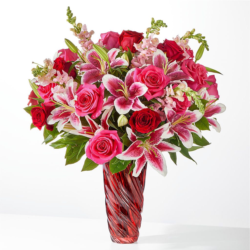 Always You Bouquet with Luxe Swirl Vase – The Flower Garden #2, Tupelo MS