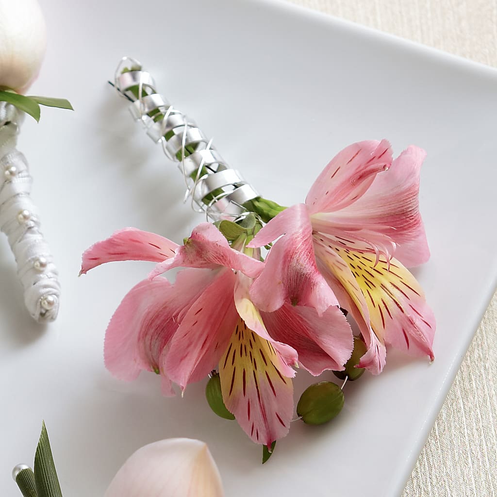 Pink Peruvian Lily Boutonniere – The Flower Garden #2, Tupelo MS