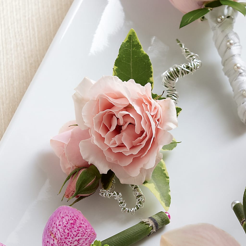 Pink Spray Rose Boutonniere – The Flower Garden #2, Tupelo MS