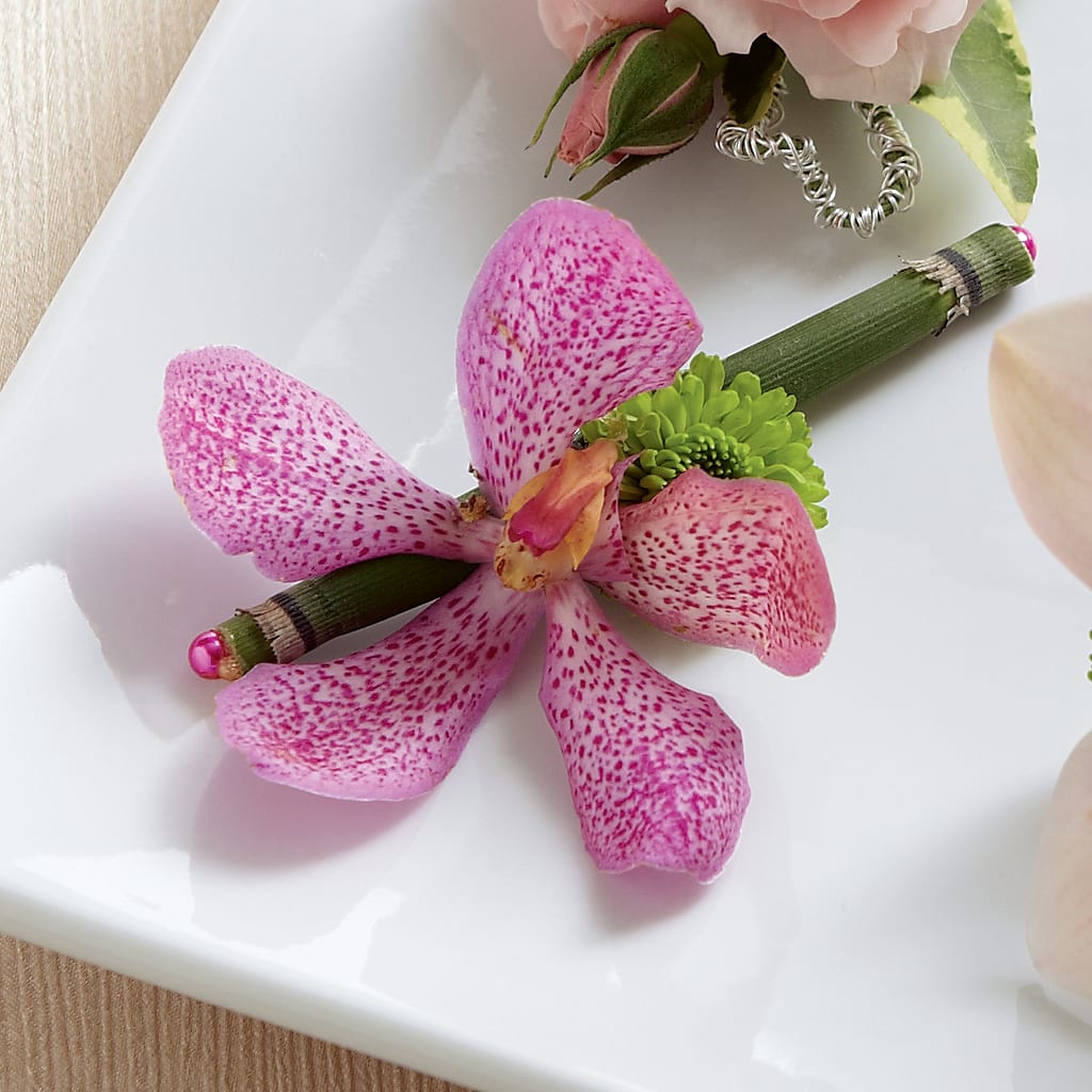 Pink Mokara Boutonniere – The Flower Garden #2, Tupelo MS