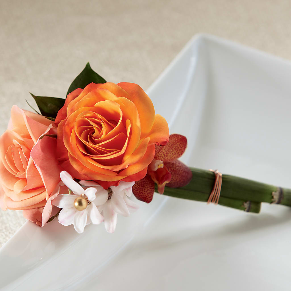 Sunset Dream Boutonniere – The Flower Garden #2, Tupelo MS