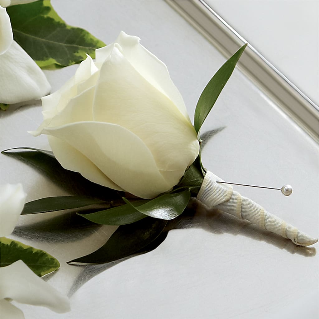 White Rose Boutonniere – The Flower Garden #2, Tupelo MS