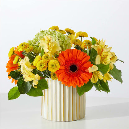 Autumn Sunshine Bouquet with Ivory Vase –  The Flower Garden #2, Tupelo MS