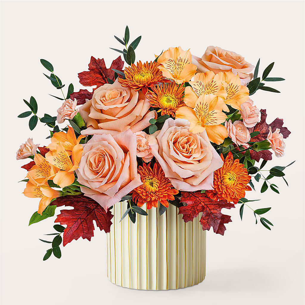 Spiced Latte Bouquet with Ivory Vase –  The Flower Garden #2, Tupelo MS
