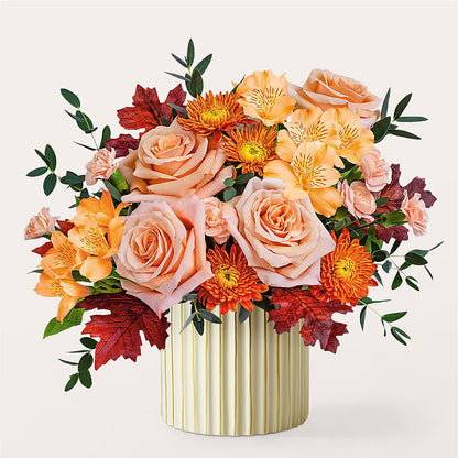Spiced Latte Bouquet with Ivory Vase –  The Flower Garden #2, Tupelo MS