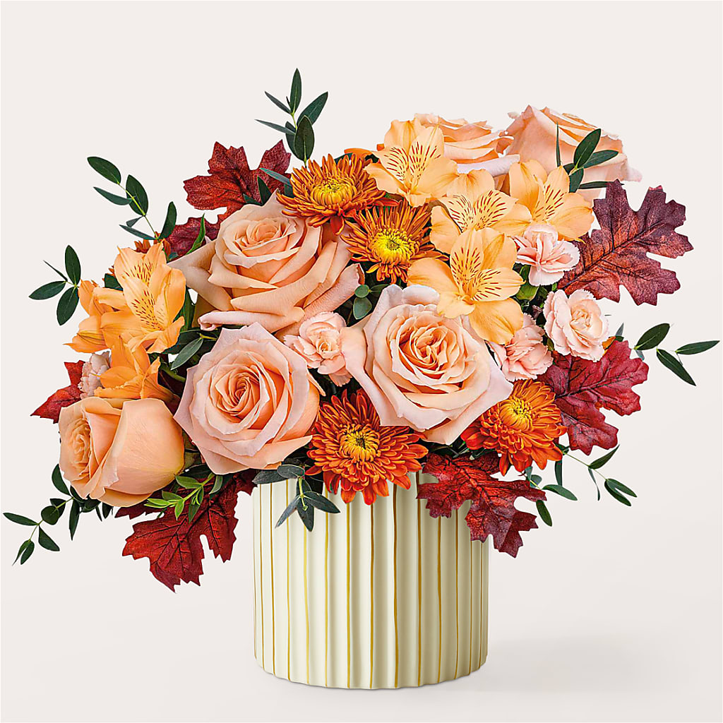 Spiced Latte Bouquet with Ivory Vase –  The Flower Garden #2, Tupelo MS