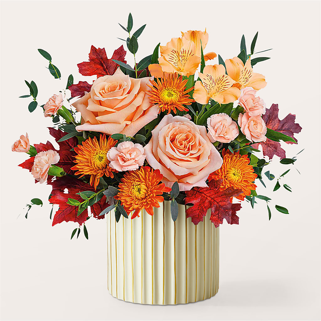 Spiced Latte Bouquet with Ivory Vase –  The Flower Garden #2, Tupelo MS